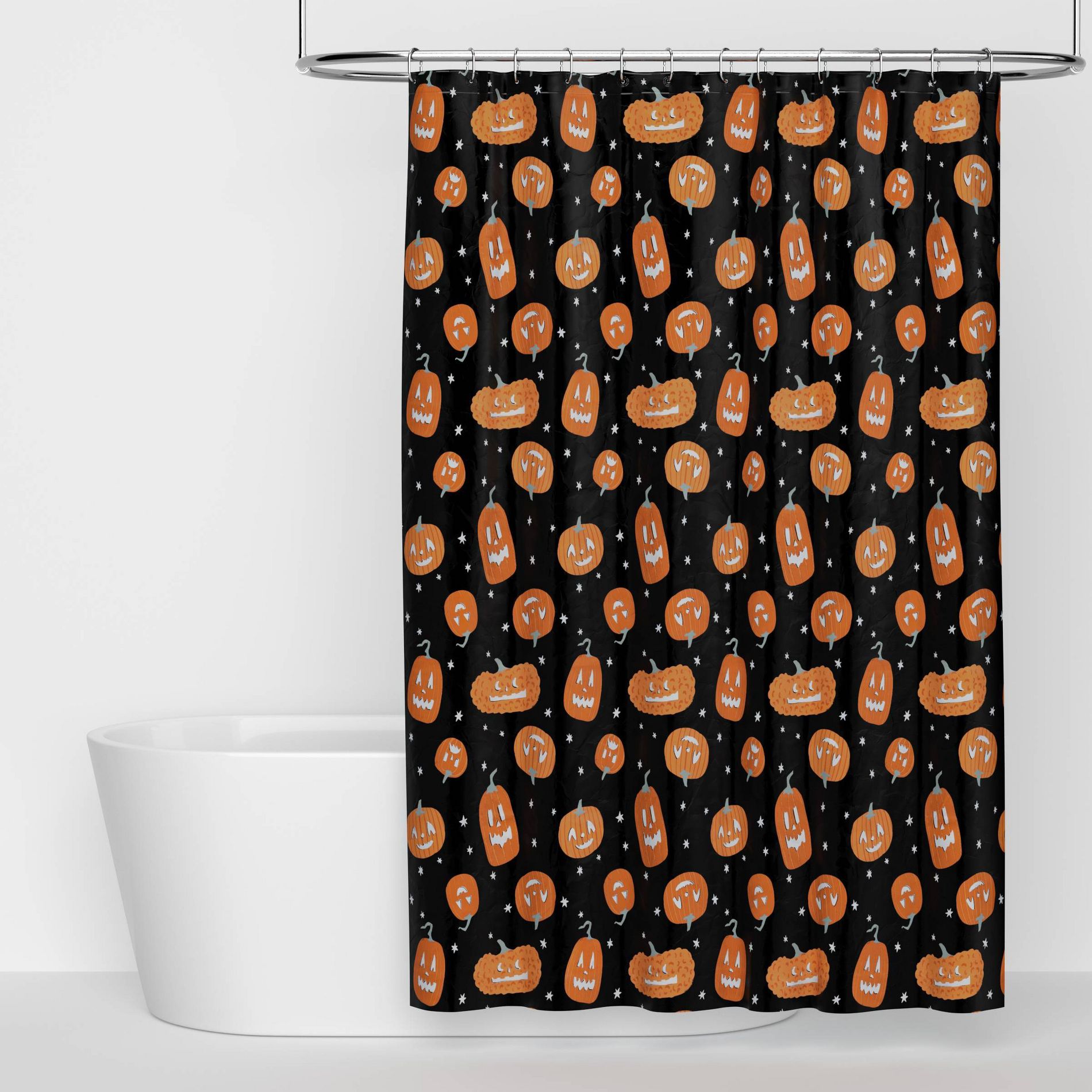 Halloween Pumpkins Glow in the Dark PEVA Shower Curtain Black - Hyde and EEK! Boutique™