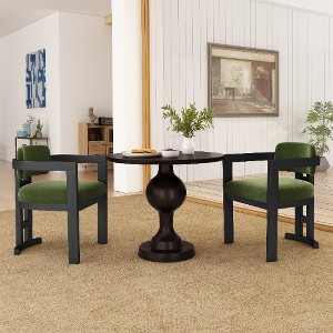 Lyngins Modern Wooden Dining Chair (Set of 2),  Indoor Upholstered Armchair Chair – Rubberwood Frame Kitchen Chair & Living Room Chair - 1 of 4