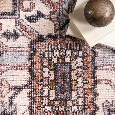 Eco-Friendly Sasha 8' x 10' Pink Medallion Washable Area Rug