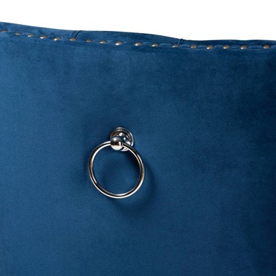 Howell Blue Velvet Upholstered Wood Counter Stools, Set of 2