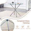 Okak Round Dining Table Modern Tempered Glass Table for 4 People with Cross Metal Base for Dining Room, Living Room, Office, Kitchen - 3 of 4