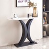 Contemporary Metal Console Table, Adjustable Leveling Pads & Modern Design for Hallway Entrance, Black - 3 of 4