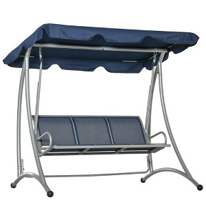 Resenkos 3-Seat Swing Chair, Patio Glider With Adjustable Canopy, Breathable Seat, Steel Frame, Garden, - 1 of 4