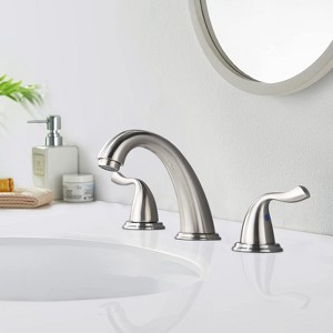 Gulches 8-Inch 3 Holes 2 Handles Bathroom Sink Faucet, Brushed Nickel - 1 of 4