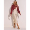INSPIRE CHIC Women's Evening Bow Tie Front Turndown Collar Faux Fur Fluffy Cropped Coat - 3 of 4