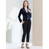 INSPIRE CHIC Women's 1 Button Lapel Collar Business Office Crop Suit Velvet Blazer - 3 of 4