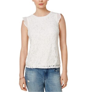 maison Jules Womens Flutter Knit Blouse, Off-White, Large - 1 of 1