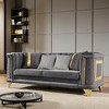 2PCS Velvet Luxury Sofa Set with Gold Stainless Steel Trims and Embroidered Texture, 89" 3-Seater & 69" Loveseat Tufted Couch for Living Room - 3 of 4
