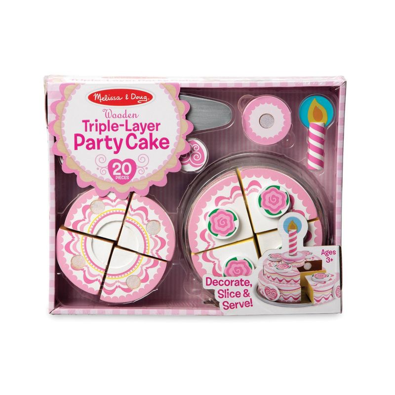 Melissa &#38; Doug Triple-Layer Party Cake Wooden Play Food Set, 4 of 13