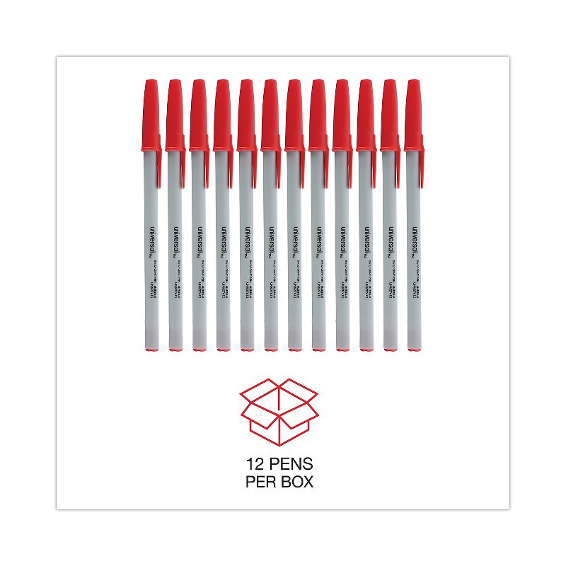 UNIVERSAL Economy Ballpoint Stick Oil-Based Pen Red Ink Medium Dozen 27412, 5 of 9
