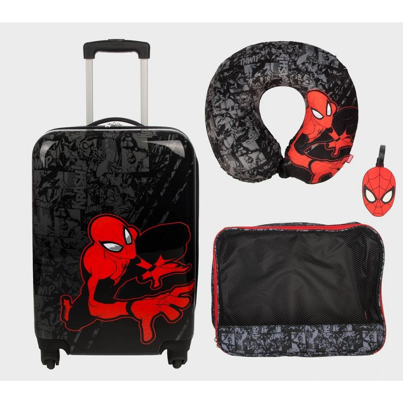 Spider-Man Kids&#39; 4pc Hardside Checked Skate Wheels Luggage Set, 1 of 9