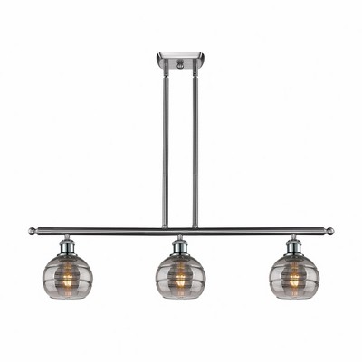 Rochester - 3 Light Stem Hung Island In Industrial Style-8.38 Inches Tall and 36 Inches Wide