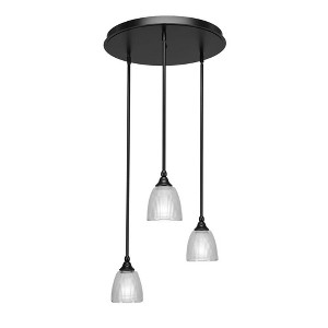 Toltec Lighting Empire 3 - Light Pendant in  Matte Black with 5" Clear Ribbed Shade - 1 of 1