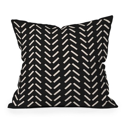 18"x18" Nick Quintero Herringbone Square Throw Pillow Black/White - Deny Designs