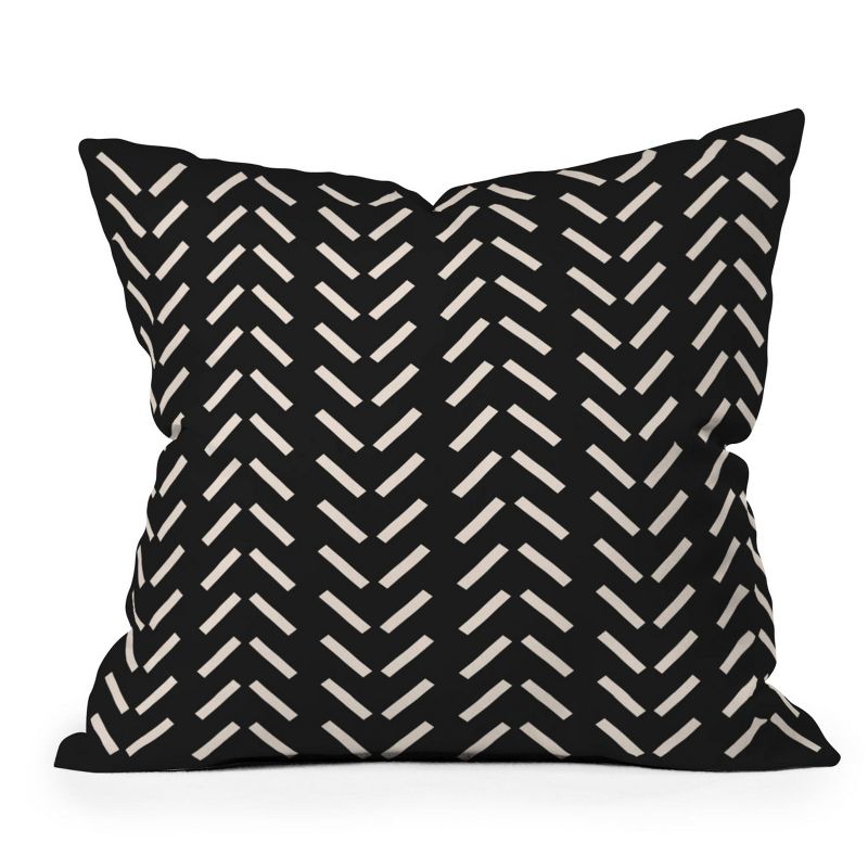 Nick Quintero Herringbone Square Throw Pillow Black/White - Deny Designs, 1 of 6