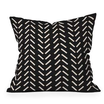 Nick Quintero Herringbone Square Throw Pillow Black/White - Deny Designs