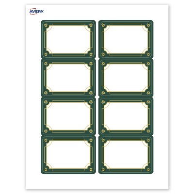 Avery Name Badges, 2-1/3" x 3-3/8", Gold-Green Border, Matte, 80ct