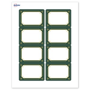 Avery Name Badges, 2-1/3" x 3-3/8", Gold-Green Border, Matte, 80ct - 1 of 4