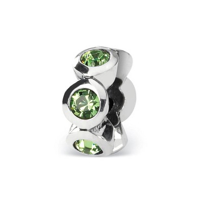 Black Bow Jewelry Sterling Silver August Crystal Birthstone, 6-Stone Bead Charm