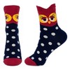 Colorful Owl Crew Socks (Women's Sizes Adult Medium) - Navy Blue and Red from the Sock Panda - 2 of 3