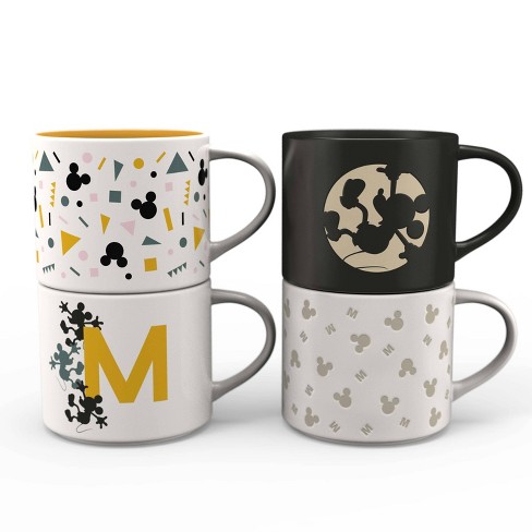 Zak Designs Mickey 4pc 15oz Ceramic Modern Mug: Stoneware, Dishwasher-Safe, Black, Teen Drinkware, Hot/Cold Beverages - image 1 of 4