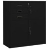 vidaXL Filing Cabinet Storage Office Cabinet with Lock for Home Office Steel - Black Without planter box - 2 of 4
