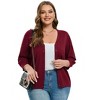 Clearlove Knit Cardigan for Plus Size  Women Open Front Button Lightweight Sweaters V Neck Loose 3/4 Sleeve Cardigans Outwear - 3 of 4