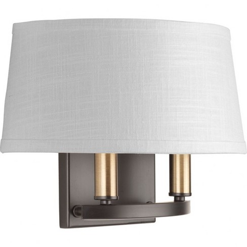 Progress Lighting Cherish 2 - Light Wall Light , Antique Bronze With Fabric  Linen Shade : Target