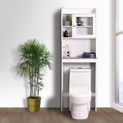Vynxaria Modern Over-The-Toilet Space Saver Wood Storage Cabinet for Home and Bathroom, Stylish and Functional in White Finish