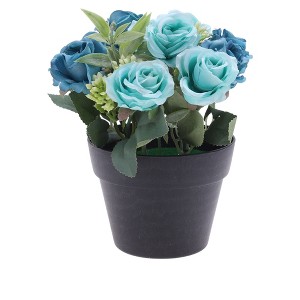 Unique Bargains Artificial Plants Rose Plastic 3.74"x3.74"x7.48" 1 Pc - 1 of 4