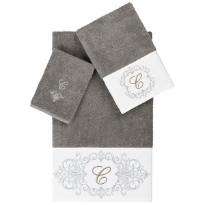 Linum Home Textiles 100% Turkish Cotton MONICA 3PC Embellished Towel Set - 1 of 4