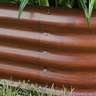 Brown Galvanized Steel Raised Garden Bed Planter Box with Safety Edging