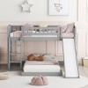 Streamdale Twin Over Twin Bunk Bed with Slide and Ladder, Gray - 2 of 4