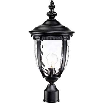 John Timberland Bellagio 21 1/4" High Country Outdoor Post Light Fixture Pole Porch House Weatherproof Texturized Black Finish Metal Clear Glass Shade