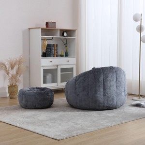 CAVINAS Chenille Bean Bag Chair with Ottoman,Lounge Chair Indoor with Pillow,Gaming Bean Bag Chairs for Adults,Bean Bag Couch for Living Room - 1 of 4