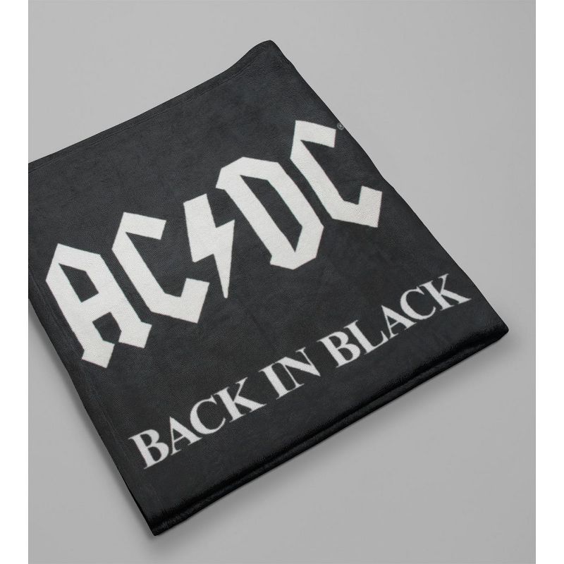 AC/DC Back In Black Super Soft And Cuddly Fleece Plush Throw Blanket Black, 5 of 6