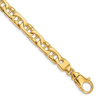 Black Bow Jewelry Mens 8.5mm 14K Gold Solid Fancy Anchor Chain Bracelet, 8.5 Inch