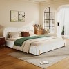Boucle Upholstered Platform Bed with Curved Headboard and Vertical Stitching, Modern Wooden Frame Bed for Bedroom-Baofuwish - 2 of 4