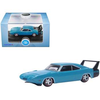 1969 Dodge Charger Daytona Bright Blue with Black Tail Stripe 1/87 (HO) Scale Diecast Model Car by Oxford Diecast