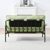Lyngins Modern 2-Seat Sofa with Black Metal Frame, Green Striped Fabric Loveseat with Button Tufted Backrest, Couch for Living Room & Home Offices - 3 of 4