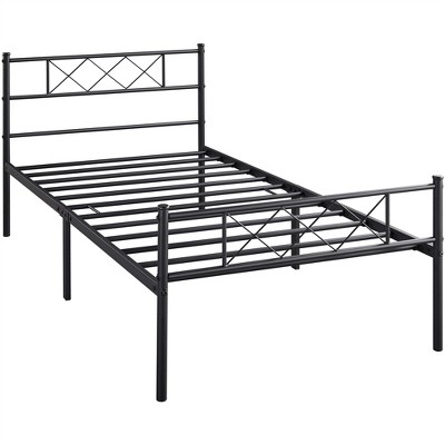 Yaheetech Simple Metal Bed Frame with Headboard&Footboard Slatted Bed Base