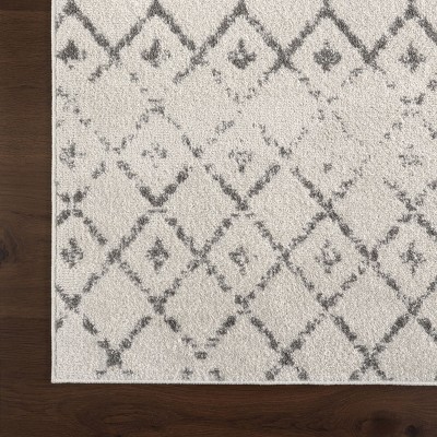 Gray Synthetic Moroccan Trellis 10' Square Area Rug
