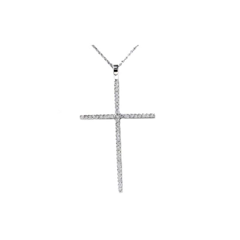 Pompeii3 White Gold .70CT Genuine Diamond Cross Pendant Necklace, 1 of 3