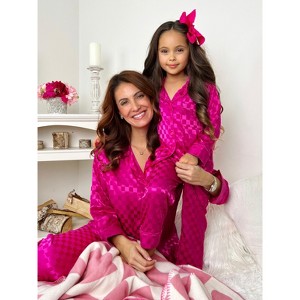 Mommy & Me Loved By You Silky Checkered Pajama Set By Mia Belle Girls - 1 of 4