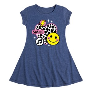 Girls' - Instant Message - Y2K Heart Fit & Flair Cap Sleeve Graphic Dress - 1 of 4