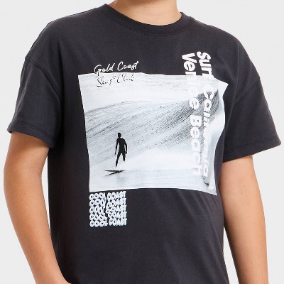 Cat & Jack Boys' Short Sleeve Surfer Cool Coast Oversized Graphic T-Shirt - Cat & Jack™ Black XS — фото 2