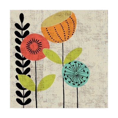 Colorful Floral Canvas Art with Hidden Wooden Frame, 24" x 24"