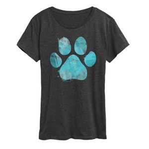Women's - Instant Message - Watercolor Pawprint Short Sleeve Graphic T-Shirt - 1 of 4
