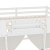 TUYOHW Kids Fairy-Tale Cottage Loft Bunk Bed with Curtain & Storage Shelf,Pine Wood Twin/Full Size House Bed with Built-in Bookshelf & Play Space - 4 of 4
