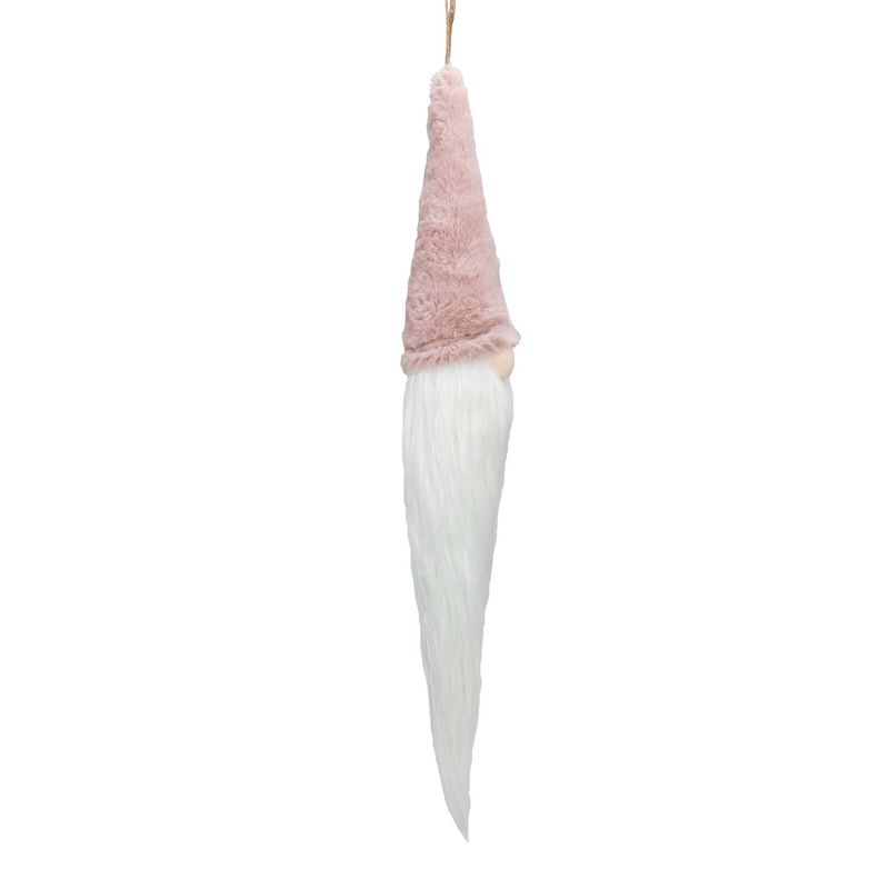 Northlight 24" Plush Pink and White Holiday Collections Hanging Gnome Christmas Ornament, 3 of 5